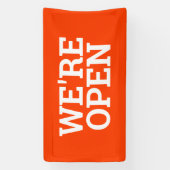 オレンジ私たちは開いているテンプレートビジネスのバナーの看板 横断幕 (縦)