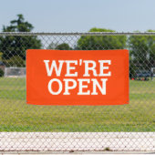 オレンジ私たちは開いているテンプレートビジネスのバナーの看板 横断幕 (インサイチュ)