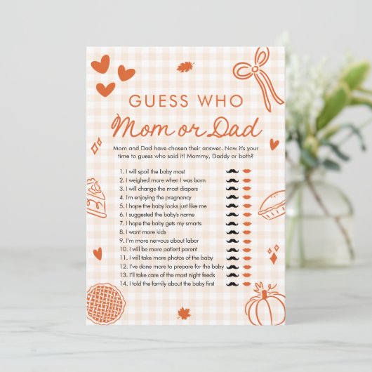 オレンジ秋かわいこちゃんパイ推測誰がママまたはパパゲーム 招待状 (スタンド正面)