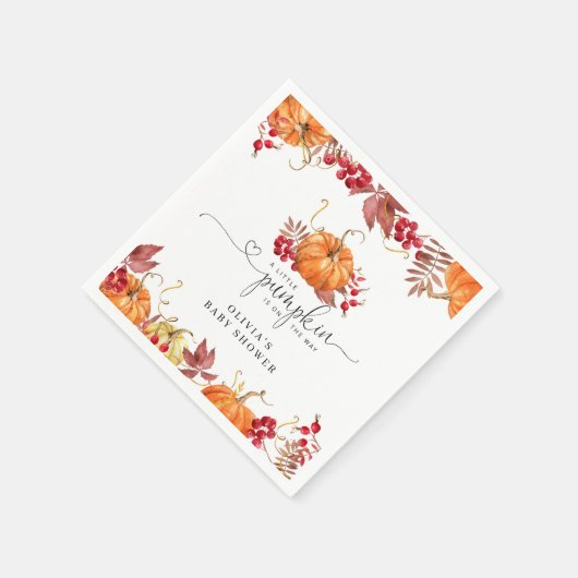 オレンジ秋のリトルカボチャが途中だ スタンダードカクテルナプキン (角)