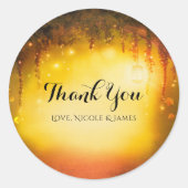 オレンジ秋の素朴な魅惑的な森の結婚式の好意 ラウンドシール (正面)