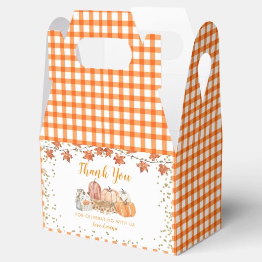 オレンジ秋カボチャのパッチ誕生日パーティーのお気に入りボックス フェイバーボックス (オープン)