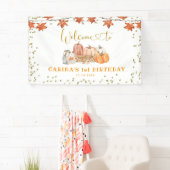 オレンジ秋パンプキンパッチ誕生日ラージバナー 横断幕 (インサイチュ)