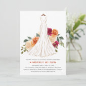 オレンジ秋フローラ結婚ズドレスブライダルシャワー 招待状 (スタンド正面)