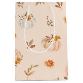 オレンジ秋リトルカボチャの誕生日 ミディアムペーパーバッグ (正面)