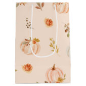 オレンジ秋リトルカボチャの誕生日 ミディアムペーパーバッグ (裏面)