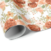 オレンジ秋水彩フローラ ラッピングペーパー (ロールコーナー)