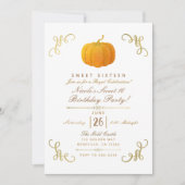 オレンジ秋秋グリッターパンプキンスウィート16パーティー 招待状 (正面)