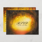 オレンジ秋素朴エンチャント森ウェディングRSVP インビテーションポストカード (正面/裏面)