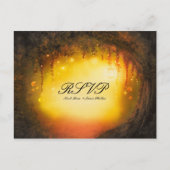 オレンジ秋素朴エンチャント森ウェディングRSVP インビテーションポストカード (正面)