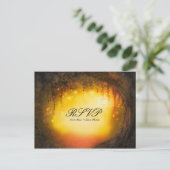 オレンジ秋素朴エンチャント森ウェディングRSVP インビテーションポストカード (スタンド正面)