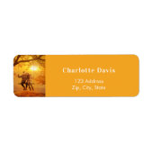 オレンジ秋結婚写真の差出人住所 ラベル (正面)