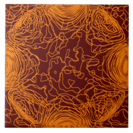 オレンジ糸セラミックタイル タイル