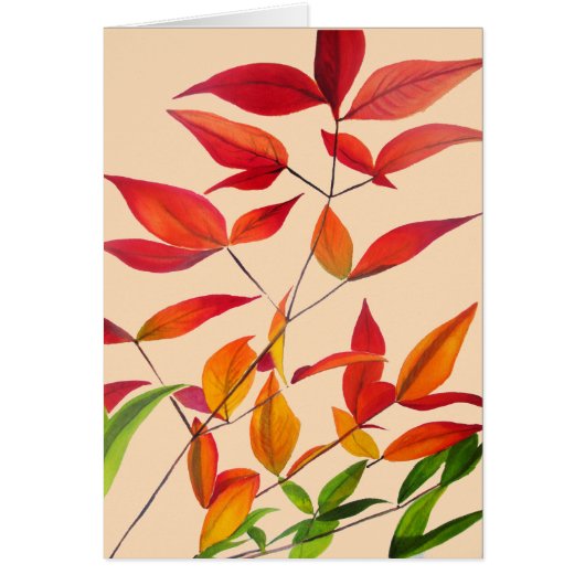 オレンジ紅葉オリジナル水彩画 (正面)