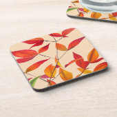 オレンジ紅葉オリジナル水彩画 コースター (左側)