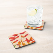 オレンジ紅葉オリジナル水彩画 コースター (右側)