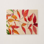オレンジ紅葉オリジナル水彩画 ジグソーパズル (横)