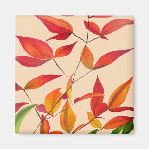 オレンジ紅葉オリジナル水彩画 マグネット