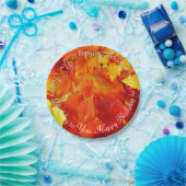 オレンジ紅葉ハッピーバースデーパーティープレート ペーパープレート (パーティー)