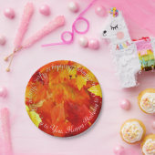 オレンジ紅葉ハッピーバースデーパーティープレート ペーパープレート (パーティー)