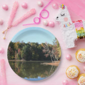 オレンジ紅葉及び青空の湖の反射 ペーパープレート (パーティー)