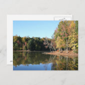 オレンジ紅葉及び青空の湖の反射 ポストカード (正面/裏面)