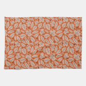 オレンジ紅葉&どんぐりのパターン キッチンタオル (横)