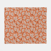 オレンジ紅葉&どんぐりのパターン フリースブランケット (正面(横))