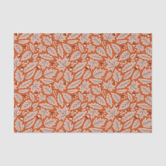 オレンジ紅葉&どんぐりのパターン 薄葉紙 (正面)