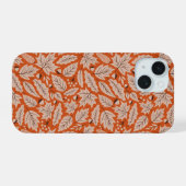 オレンジ紅葉&どんぐりのパターン iPhone 15ケース (裏面横)