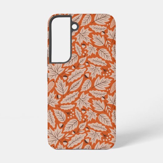 オレンジ紅葉&どんぐりのパターン SAMSUNG GALAXYケース (裏面)
