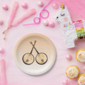 オレンジ紙皿のバンジョー音楽楽器 ペーパープレート (パーティー)