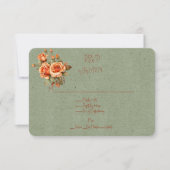 オレンジ素晴らしとグリーンのフローラの結婚ブーケ 出欠カード (正面)