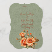 オレンジ素晴らしとグリーンのフローラの結婚ブーケ 招待状 (正面/裏面)