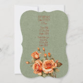 オレンジ素晴らしとグリーンのフローラの結婚ブーケ 招待状 (裏面)