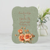 オレンジ素晴らしとグリーンのフローラの結婚ブーケ 招待状 (スタンド正面)