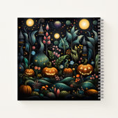 オレンジ素晴らし色のカボチャ付きハロウィーンパターン ノートブック (裏面)