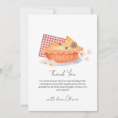 オレンジ素朴かわいこちゃんパイフラワー秋ベビーシャワー サンキューカード (正面)