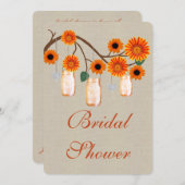 オレンジ素朴のメイソンジャースブライダルシャワー招待 招待状 (正面/裏面)