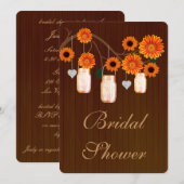 オレンジ素朴のメイソンジャースブライダルシャワー招待 招待状 (正面/裏面)