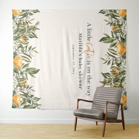 オレンジ素朴の柑橘小さなかわいこちゃん赤ちゃんシャワー タペストリー (インサイチュ(横))