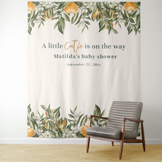 オレンジ素朴の柑橘小さなかわいこちゃん赤ちゃんシャワー タペストリー (インサイチュ)