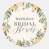 オレンジ素朴の柑橘系植物性ブライダルシャワーパーティー ラウンドシール (正面)