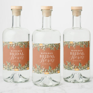 オレンジ素朴の柑橘系植物性ブライダルシャワーパーティー リキュールボトルラベル