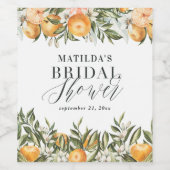 オレンジ素朴の柑橘系植物性ブライダルシャワーパーティー ワインラベル (シングルラベル)