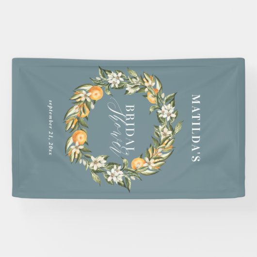 オレンジ素朴の柑橘系植物性ブライダルシャワーパーティー 横断幕 (横)