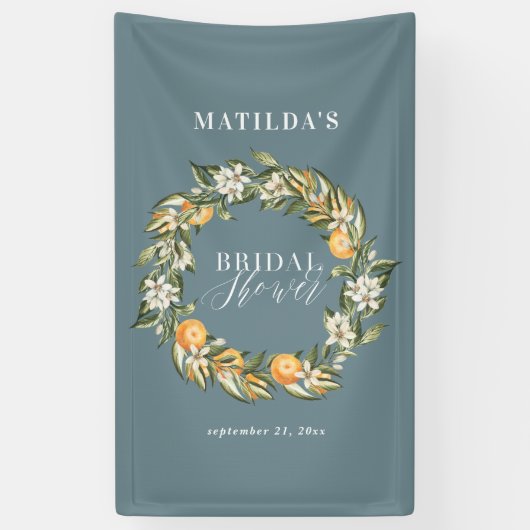 オレンジ素朴の柑橘系植物性ブライダルシャワーパーティー 横断幕 (縦)