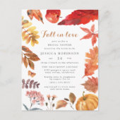 オレンジ素朴の葉|秋テーマのブライダルシャワー インビテーションポストカード (正面)