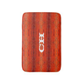 オレンジ素朴アステカパターンモノグラム バスマット (正面縦)