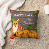 オレンジ素朴キツネカボチャ秋紅葉スロー クッション (ブランケット)